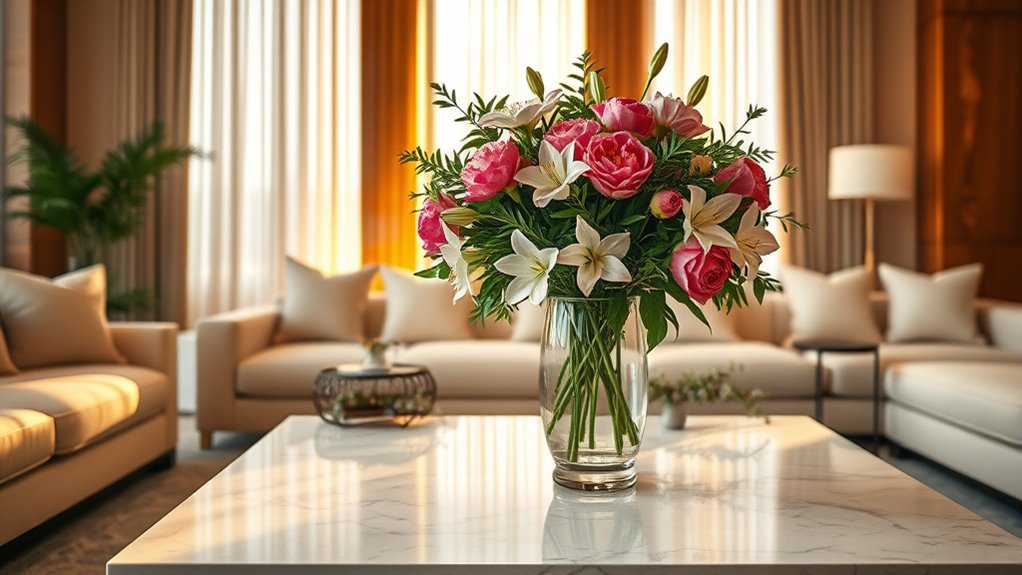 fresh flowers and natural accents