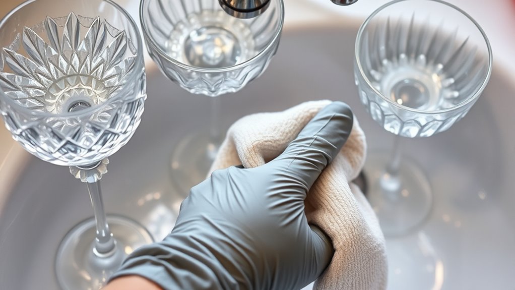 hand wash crystal carefully