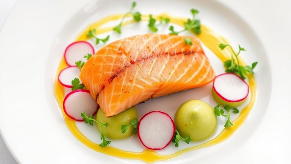 harmonious minimalistic colorful plating