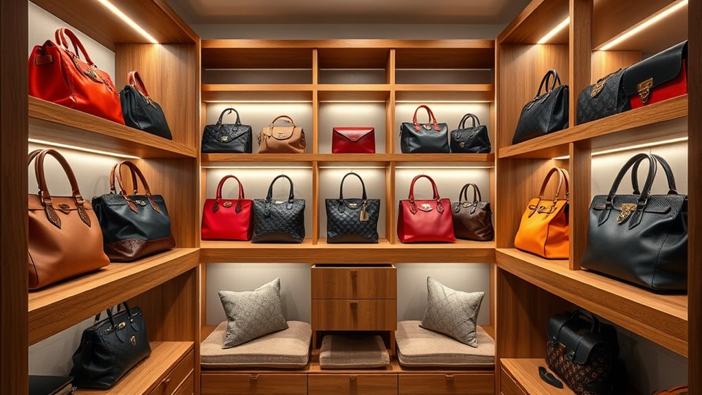 organized handbag storage area