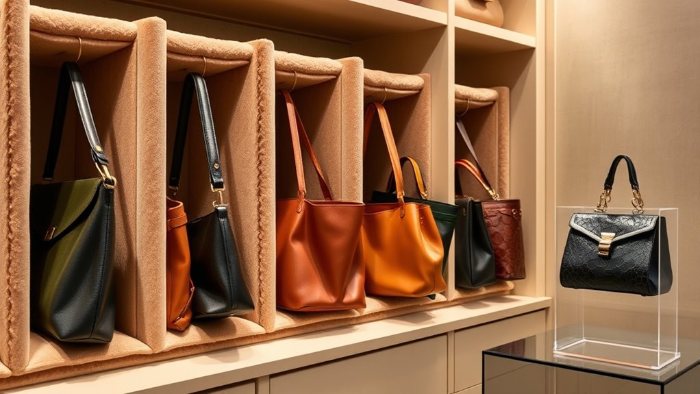 upright hanging handbag storage