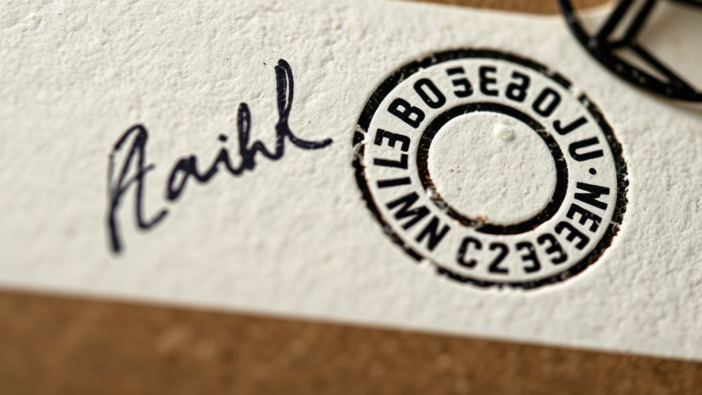 signed versus stamped artwork