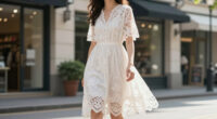 Selena Gomez White Lace Dress
