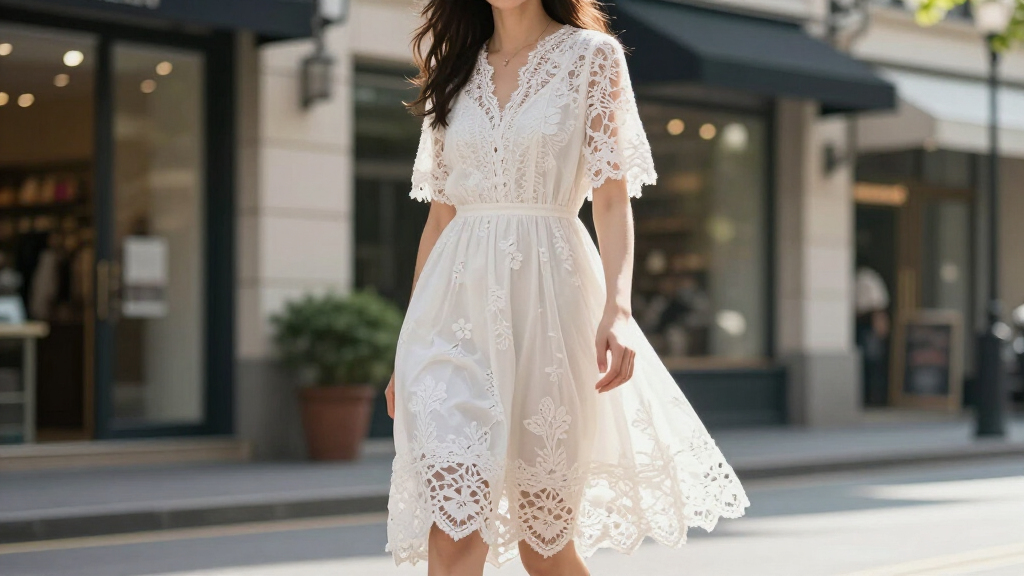 Selena Gomez White Lace Dress