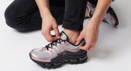 The Nike Shox TL “Flat Pewter/Black” Wraps Its Signature Column Cushioning In Full-Grain Leather