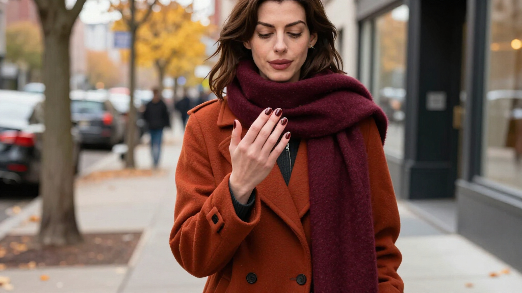 Anne Hathaway Just Matched Her Autumnal ‘Cherry Cocoa’ Manicure To Her Outfit—5 Ways To Recreate It
