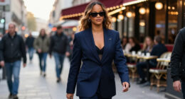 Rihanna Attends Céline Dion’s Paris Concert In A Midnight-Blue Tom Ford Suit And A Pop Of Sequin Fringe