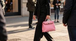 Kim Kardashian Matches Her Bubblegum-Pink Hermès Kelly To Her Alaïa To Support Lewis Hamilton In Singapore